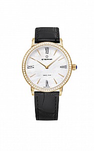 Eterna Eternity For Her Quartz 32 white MOP rose gold diamonds leather