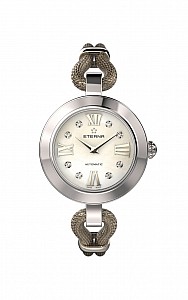 Eterna Golden Heart white MOP endowed with 8 diamonds gold mesh - Limited Edition