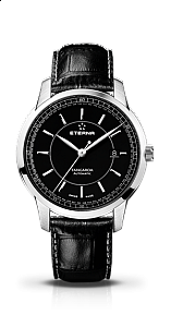 Eterna Tangaroa Three-Hands black leather black
