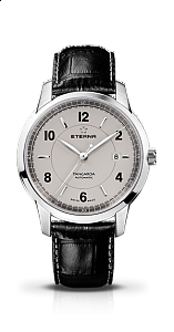 Eterna Tangaroa Three-Hands light grey leather black