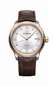 Eterna Adventic Date silver leather gold