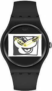 Swatch SUOZ337 Mickey Mouse x Keith Haring - BLANC SUR NOIR