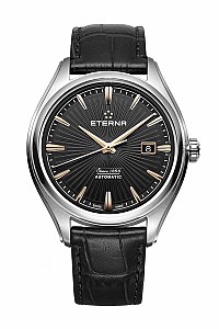 Eterna Avant-Garde Date black leather gold