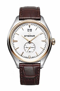 Eterna Avant-Garde Quartz BigDate white leather brown gold