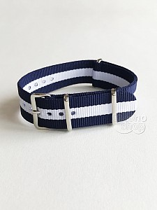 NATO Strap - Modrá / Bílá