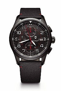 Victorinox AirBoss Mechanical Chronograph Black Edition leather