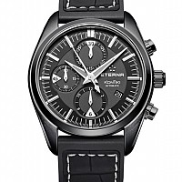 Eterna Kontiki Chronograph black rubber/leather PVD