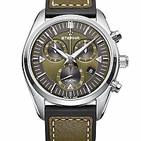 Eterna Kontiki Quartz Chronograph kaki rubber/leather