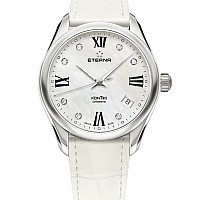 Eterna Lady Kontiki Automatic White MOP endowed with 7 diamonds leather