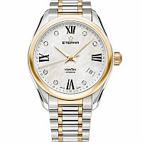 Eterna Lady Kontiki Automatic White MOP endowed with 7 diamonds steel bicolor