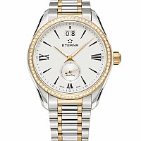 Eterna Lady Kontiki Quartz silver steel bicolor diamonds