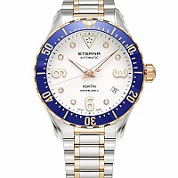 Eterna Lady Kontiki Diver white 7 diamonds steel bicolor