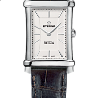 Eterna Contessa Two-Hands white indices brown alligator