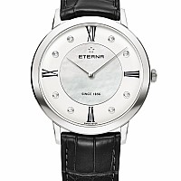 Eterna Eternity For Her Quartz 40 silver and white MOP endowed with 8 diamonds leather