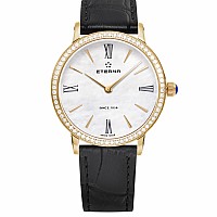 Eterna Eternity For Her Quartz 32 white MOP rose gold diamonds leather