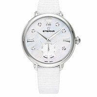 Eterna Lady Eterna Small Second 34 white MOP endowed with 6 diamonds textile white