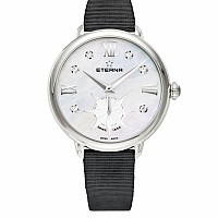Eterna Lady Eterna Small Second 34 white MOP endowed with 6 diamonds textile black