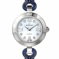 Eterna Golden Heart blue MOP endowed with 8 diamonds blue mesh