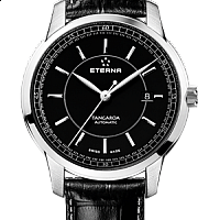 Eterna Tangaroa Three-Hands black leather black