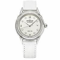 Eterna Heritage 1948 For Her Automatic silver endowed with 9 diamonds leather