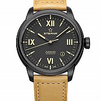 Eterna Adventic Date black leather PVD