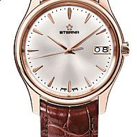 Eterna Vaughan Big Date silver alligator brown