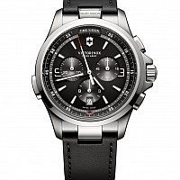 Victorinox Night Vision Chronograph dark grey leather