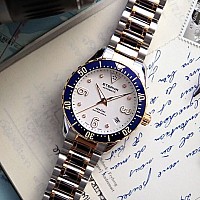 Eterna Lady Kontiki Diver white 7 diamonds steel bicolor