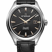 Eterna Avant-Garde Date black leather gold