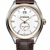 Eterna Avant-Garde Quartz BigDate white leather brown gold