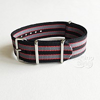 NATO Strap - Černá / Červená / Šedá